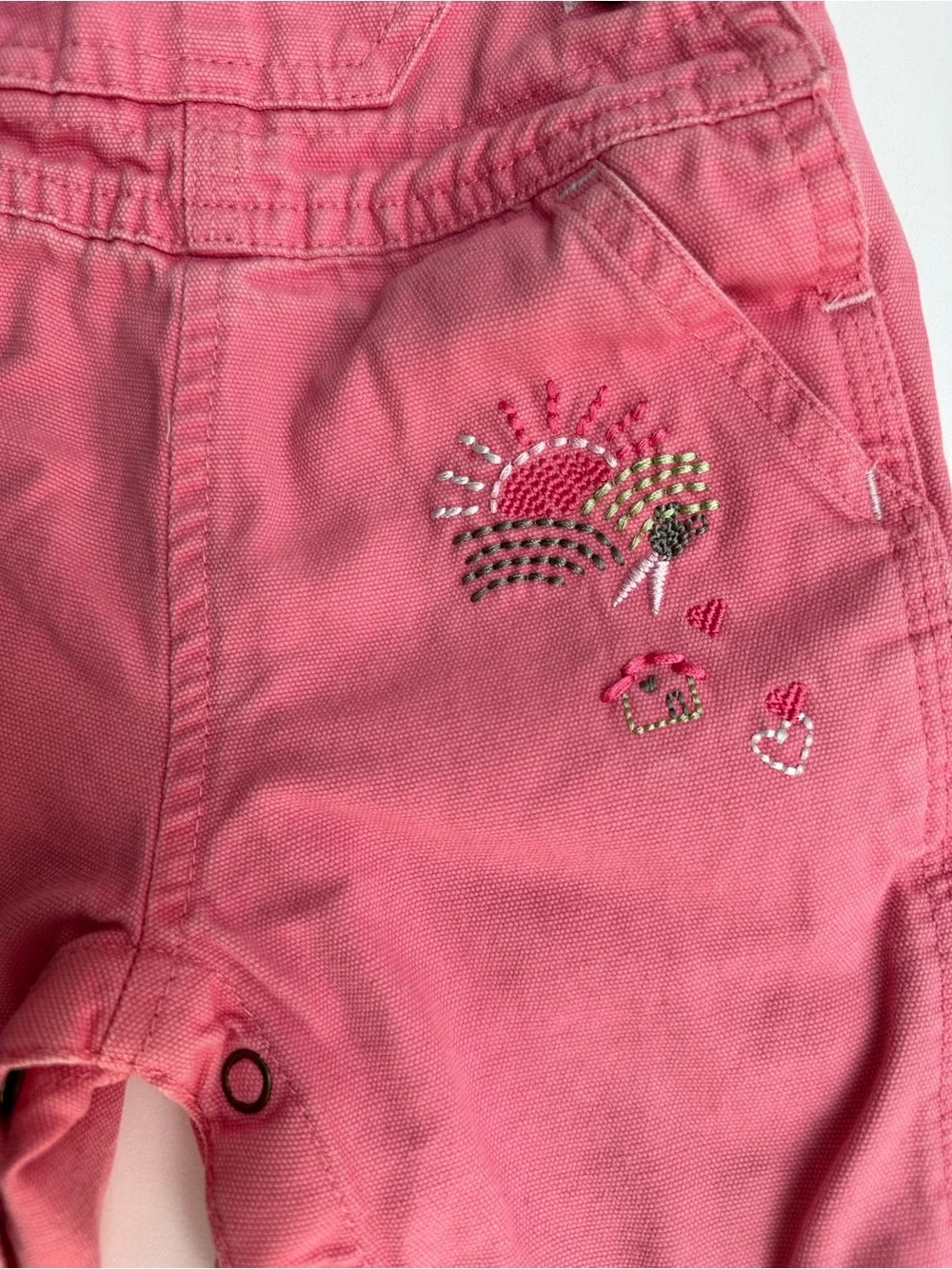 Carhartt baby girl embroidered pink overalls